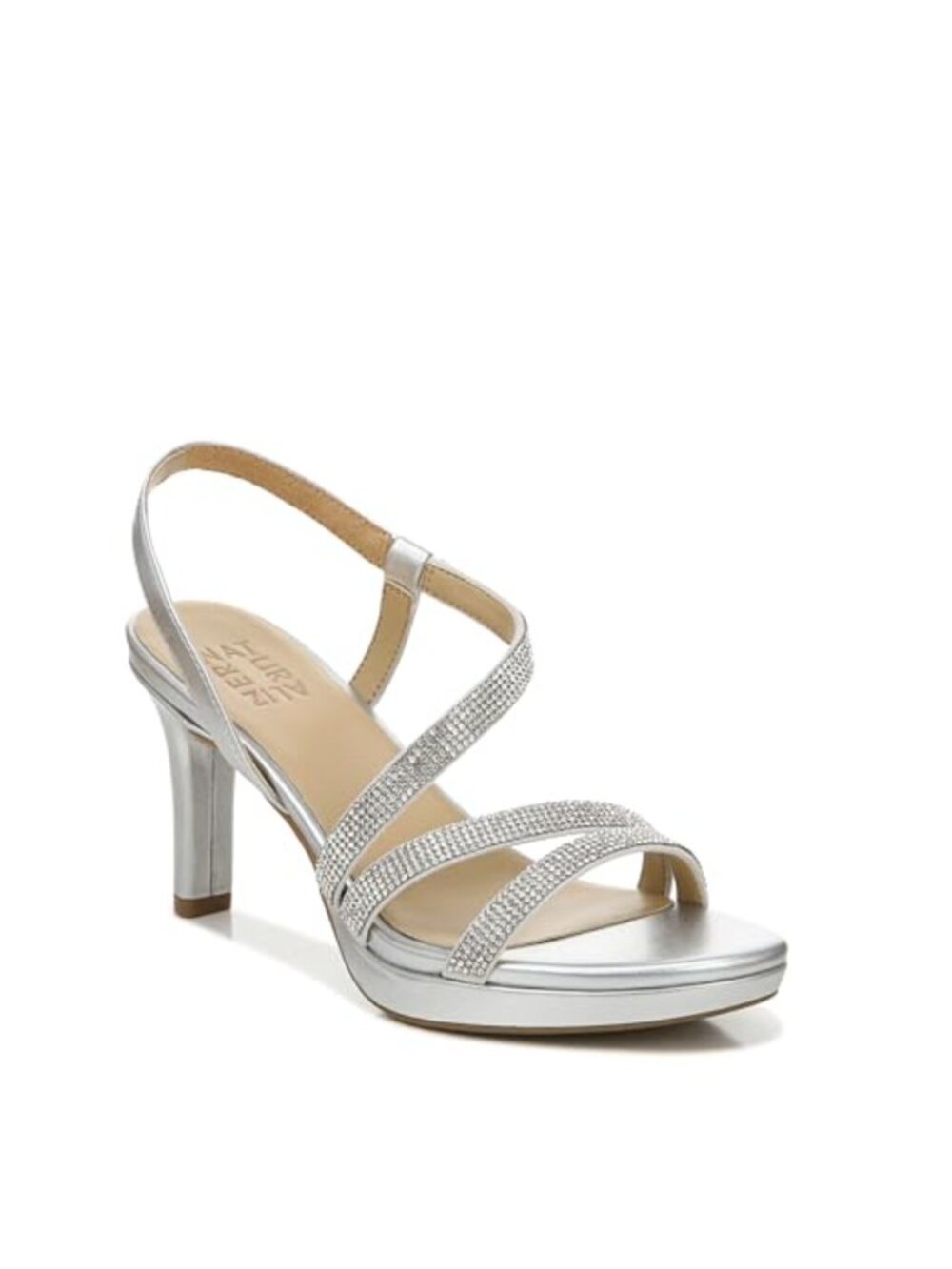 Womens Platform Heeled Sandal Strappy Rhinestone Almond Toe Evening Dress Shoe